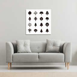 Tree Silhouette Illustrations Canvas Print - White / 114cm - thumbnail 2