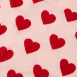 Heart Print Fleece Throw - Red - thumbnail 2