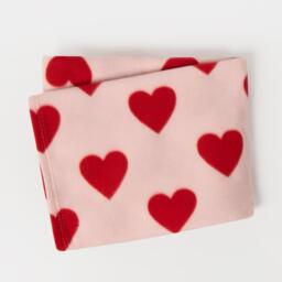Heart Print Fleece Throw - Red - thumbnail 3