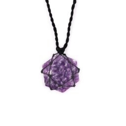 Laced Lepidolite Hexagon Pendant, Healing Jewelry from India - Purple - thumbnail 2