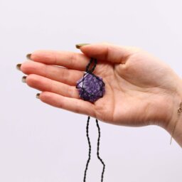 Laced Lepidolite Hexagon Pendant, Healing Jewelry from India - Purple - thumbnail 3