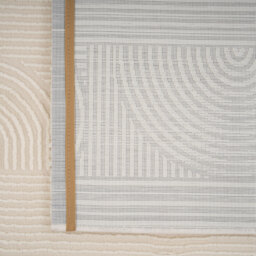Cream Geometric Living Area Rug - Silver / 120cm x 170cm - thumbnail 2