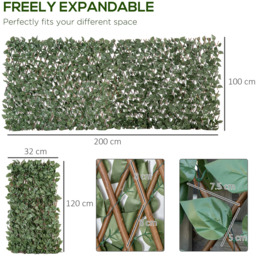 Outsunny 4 PCs Expandable Trellis Fence 2m x 1m Artificial Plant - Green - thumbnail 2