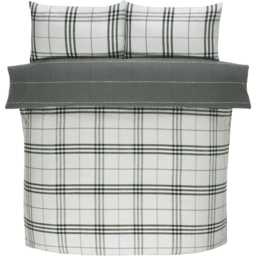 Harris check Microfibre Duvet Set - Grey / King - thumbnail 3