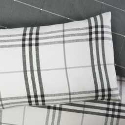 Harris check Microfibre Duvet Set - Grey / King - thumbnail 2
