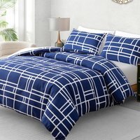 Pamposh Premium Microfiber Reversible Duvet Cover Set - Blue & White / Superking / Duvet Cover Set (1 x Duvet Cover + 2 x Pillowcase)