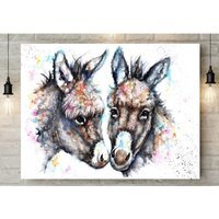 Donkeys Canvas - Grey  / 8 x 12 in
