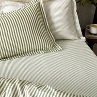 Hebden Melange Stripe Fitted Sheet - Olive / Double