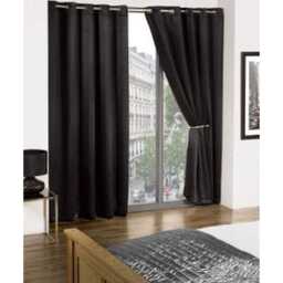 Woven Thermal Blackout Eyelet Curtains - Black / 116cm / 137cm - thumbnail 2