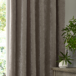 Heavy Chenille Velvet Pencil Pleat Curtains - Greige / 117cm / 137cm - thumbnail 5