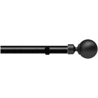28mm Fixed Length Metal Eyelet Curtain Pole Set - Met Ball Finial - Black / 320cm