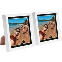 "8x8"" White 3D Box Photo Frame - 6x6"" Mount - Pack of 2 - White/Black"
