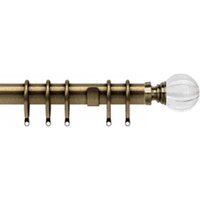 35mm Fixed Length Metal Curtain Pole Set Antique Brass Segmented Ball Finial - Antique Brass / 105cm - thumbnail 1