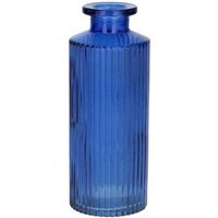 Glass Ribbed Slender Bottle Bud Vase - Cobalt Blue - thumbnail 1