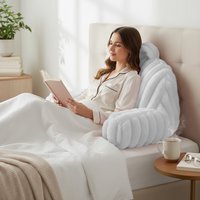 Plush Supersoft Jumbo Cord Ribbed Back Supporting Cushion - White