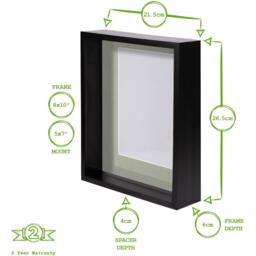 "8"" x 10"" 3D Deep Box Photo Frames - 5"" x 7"" Mount - Pack of 2 - White/Ivory" - thumbnail 2