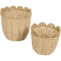 Set of 2 Aspen Scalloped Woven Planters - Brown - image 1