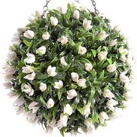 Best Artificial 28cm Ivory White Tulip Flower Ball - White - image 1