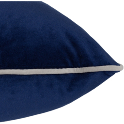 Meridian Velvet Piped Cushion - Navy-Silver / 45cm / Polyester - thumbnail 3