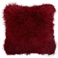 Bosie Real Mongolian Fur Maroon Square Cushion - Red