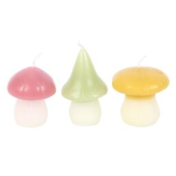 Set of 3 Pastel Mushroom Candles Whimsical Fairy Tale Decor - Multi - thumbnail 4