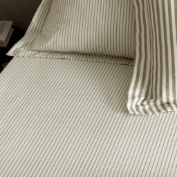 Hebden Melange Stripe Fitted Sheet - Mole / Double - thumbnail 2