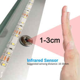 Illuminated LED Bathroom Mirror with IR Motion Switch - White / 90cm - thumbnail 4