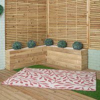1.5m x 2.1m Red Ochre Leaves Large Outdoor Alfresco Patio Rug Mat - Red