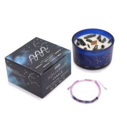Aquarius Zodiac Crystal Candle Gemstone Bracelet Set - Blue - thumbnail 4