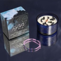 Aquarius Zodiac Crystal Candle Gemstone Bracelet Set - Blue - thumbnail 2