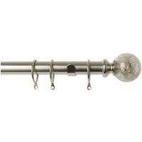 25-28mm Empire End Satin Silver Metal Curtain Pole Set - Silver / 170cm