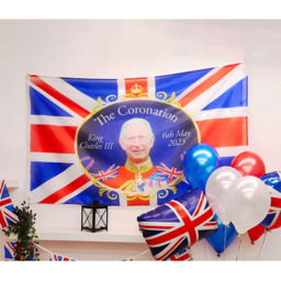 King Charles III Union Jack Coronation Souvenir Flag - Blue, Red and Whire - thumbnail 4