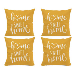 Home Sweet Home Cushion Cover Set - Yellow - thumbnail 2
