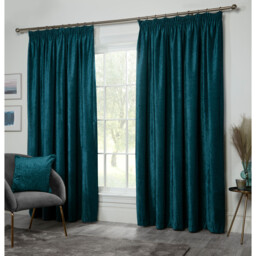 Chenille Taped Curtains - Teal / 168cm / 183cm - thumbnail 2
