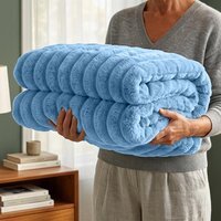 Ribbed Fleece Blanket - Demin Blue
