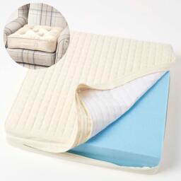 Quilted Cotton Armchair Booster Cushion Cover - Cream - thumbnail 2