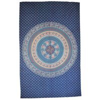 Circle Design Cotton Throw - Blue / 135cm