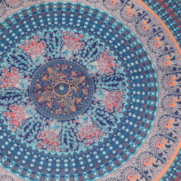 Circle Design Cotton Throw - Blue / 135cm - thumbnail 2