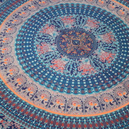 Circle Design Cotton Throw - Blue / 135cm - thumbnail 3