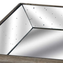 Astor Distressed Mirrored Tray with Wooden Detailing - Gold - thumbnail 2