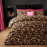 Leopard Print Reversible Duvet Set - Brown / King - image 1