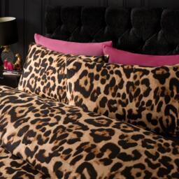 Leopard Print Reversible Duvet Set - Brown / King - thumbnail 4