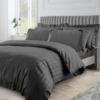 Premium Look Satin Stripe patterened duvet set - Black / Single