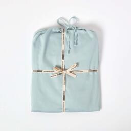Organic Egyptian Cotton Extra Deep Fitted Sheet - Duck Egg Blue / Single - thumbnail 4