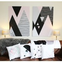 Twin Geo Shapes' by Andrew Lee Graphic Art Print on Canvas - Pink / 41cm / 61cm - thumbnail 1