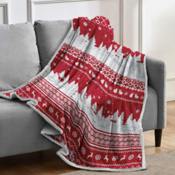 Teddy Soft Nordic printed Sherpa Reverse Throw  - red - thumbnail 2