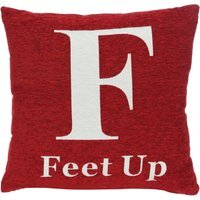 Words 'Feet Up' Red Cushion - Red