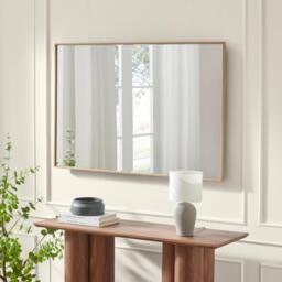 Inga Oak Wood Long Rectangle 120x80cm Wall Mirror - Oak - thumbnail 2