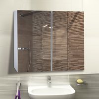 HOMCOM Double Door Wall Mounted Glass Mirror Cabinet - White - image 1