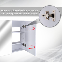 HOMCOM Double Door Wall Mounted Glass Mirror Cabinet - White - thumbnail 4